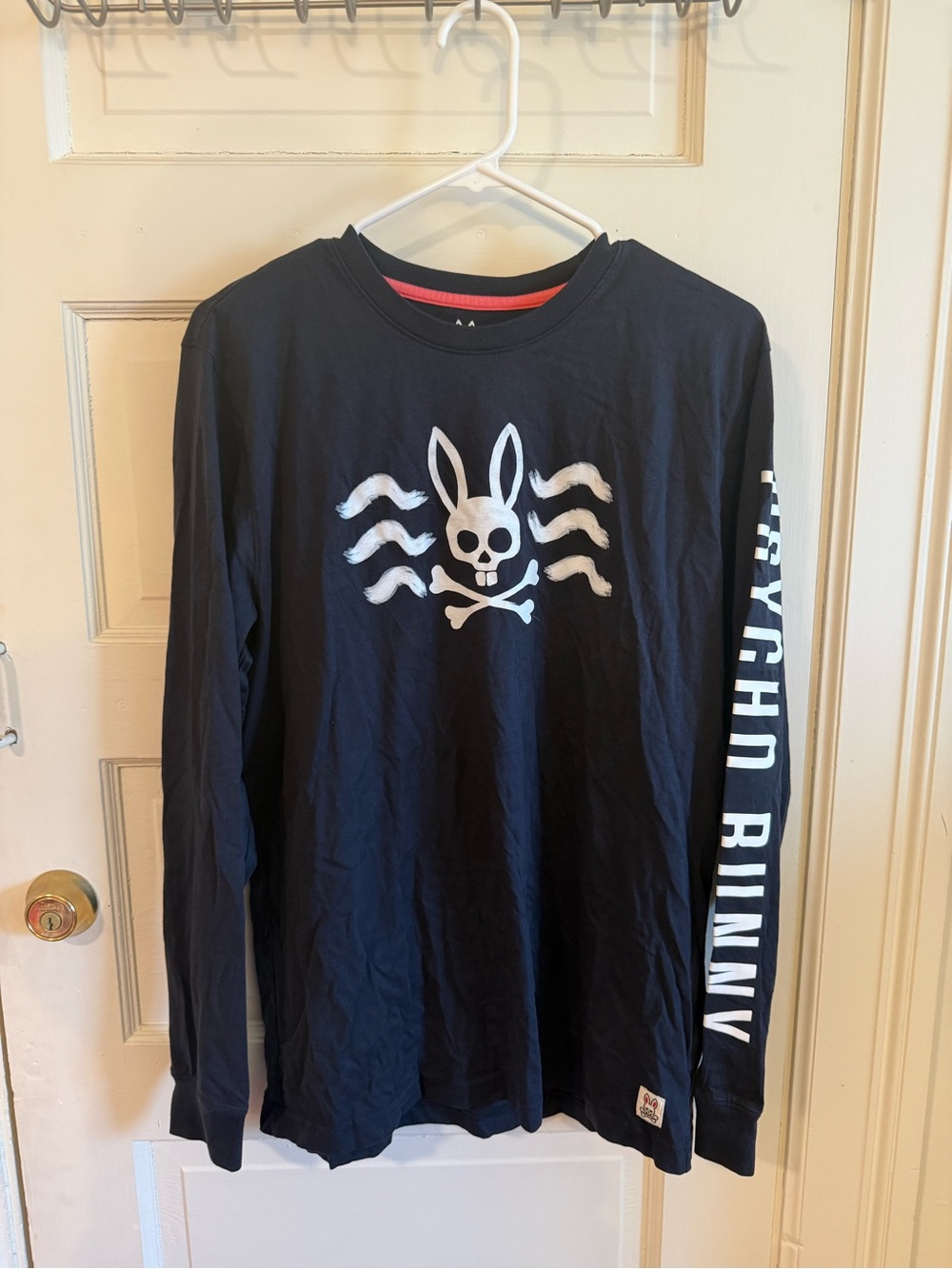 Psycho Bunny Navy Long Sleeve Tee with White Skull Bunny